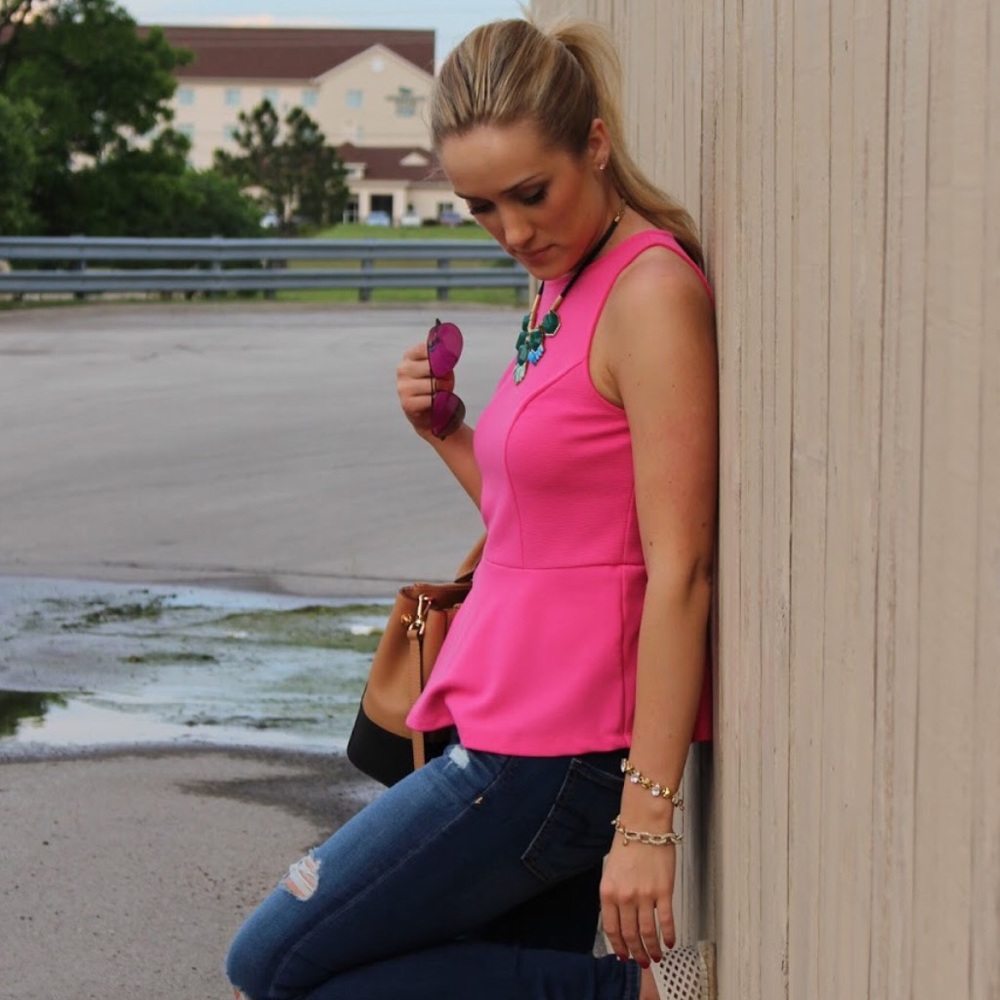 Michael Kors Pink Peplum Top